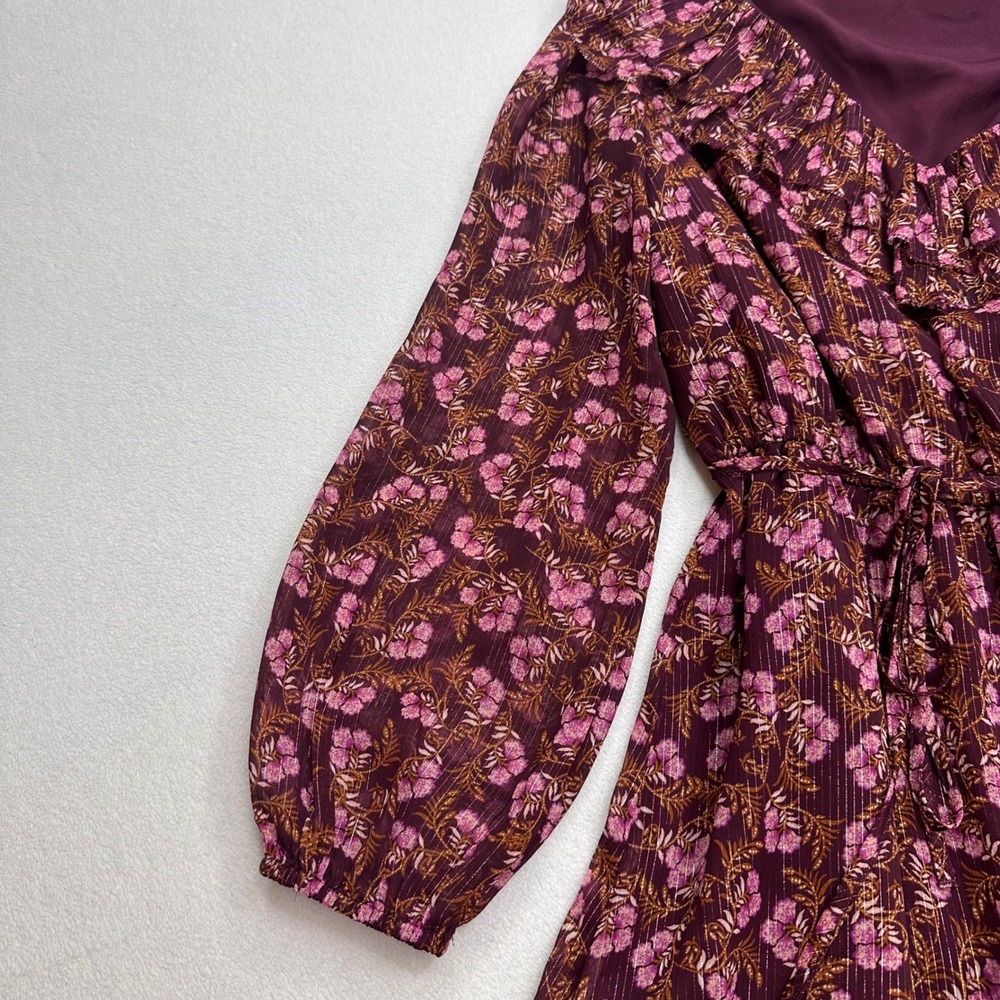 LOFT Raspberry Floral Mini Dress-small petite - Picture 3 of 9